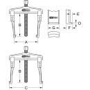 Universal-Abzieher 2-armig mit extrem schlanken und verlängerten Haken, 25-130mm, 120mm, 3,5t - KS Tools 620.0031