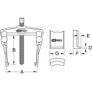 Schnellspann-Universal-Abzieher 2-armig mit extrem schlanken, verlängerten Haken, 50-160mm, 220mm, 5,0t - KS Tools 620.0068
