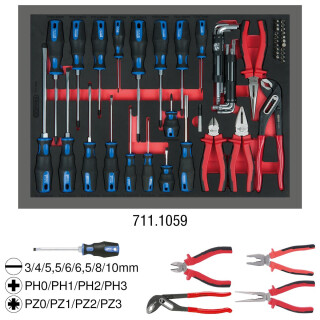 Zangen- und Schraubendreher-Satz, 59-tlg in 1/1 Systemeinlage - KS Tools 711.1059