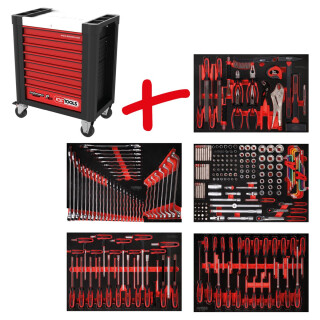 Performanceplus Werkstattwagen-Satz P10 mit 262 Werkzeugen für 5 Schubladen - KS Tools 810.5262