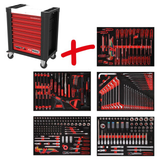 Performanceplus Werkstattwagen-Satz P10 mit 299 Werkzeugen für 5 Schubladen - KS Tools 810.5299