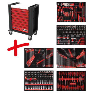 Performanceplus Werkstattwagen-Satz P10 mit 366 Werkzeugen für 6 Schubladen - KS Tools 810.6366