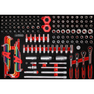1/4" + 3/8" Steckschlüssel-Satz in Schaumstoffeinlage, 156-tlg - KS Tools 811.0156