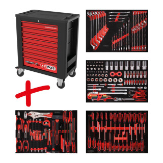 Performanceplus Werkstattwagen-Satz P15 mit 180 Werkzeugen für 4 Schubladen - KS Tools 815.4180