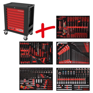 Performanceplus Werkstattwagen-Satz P15 mit 299 Werkzeugen für 5 Schubladen - KS Tools 815.5299