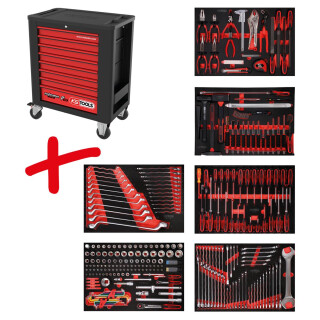 Performanceplus Werkstattwagen-Satz P15 mit 284 Werkzeugen für 6 Schubladen - KS Tools 815.6284