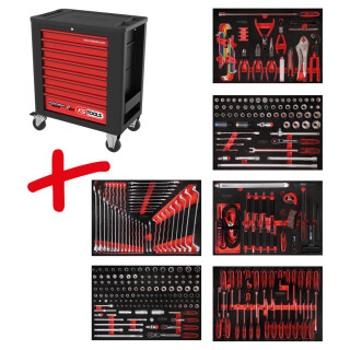 Performanceplus Werkstattwagen-Satz P15 mit 338 Werkzeugen für 6 Schubladen - KS Tools 815.6338