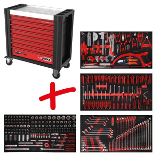 Performanceplus Werkstattwagen-Satz P25 mit 285 Werkzeugen für 4 Schubladen - KS Tools 825.4285