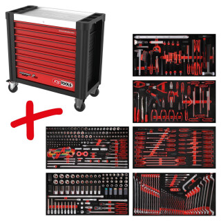Performanceplus Werkstattwagen-Satz P25 mit 416 Werkzeugen für 6 Schubladen - KS Tools 825.6416