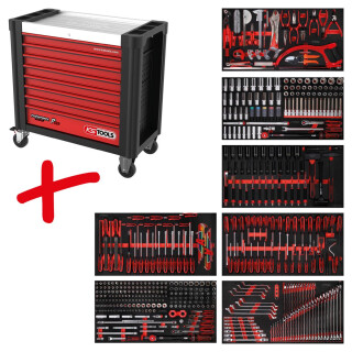 Performanceplus Werkstattwagen-Satz P25 mit 510 Werkzeugen für 7 Schubladen - KS Tools 825.7510