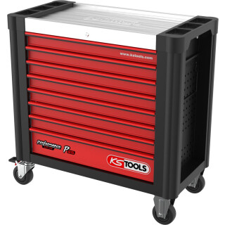 PERFORMANCEplus P25 SCHWARZ/ROT Werkstattwagen mit 8 Schubladen - KS Tools 873.3008