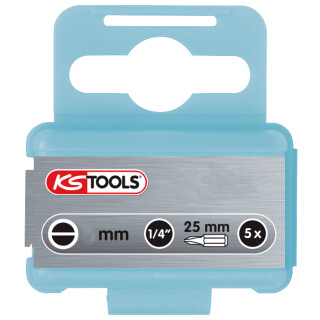 1/4" EDELSTAHL Bit Schlitz, 25mm, 6,5mm, 5er Pack - KS Tools 910.2243