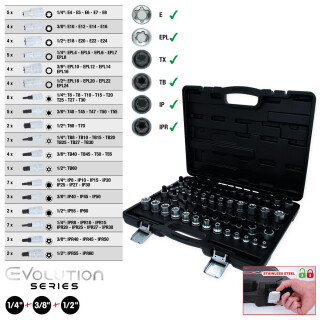 1/4"+3/8"+1/2" Torx-Steckschlüssel-Satz, 77-tlg - KS Tools 911.0077