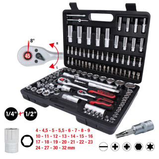 1/4"+1/2" Steckschlüssel-Satz, 108-tlg - KS Tools 911.0708