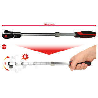 1/2" SlimPOWER Teleskop-Gelenk-Umschaltknarre, 72 Zahn - KS Tools 914.1220