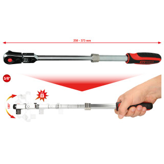 3/8" SlimPOWER Teleskop-Gelenk-Umschaltknarre, 72 Zahn - KS Tools 914.3820