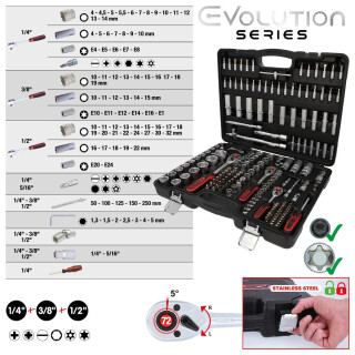 1/4"+3/8"+1/2" Steckschlüssel-Satz, 179-tlg - KS Tools 917.0779