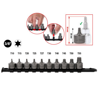 3/8" Bit-Stecknuss-Satz Torx, kurz, 10-tlg T10-T55 - KS Tools 917.4015