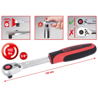 1/4" SlimPOWER Umschaltknarre,72 Zahn - KS Tools 920.1490