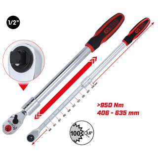 1/2" Monster Teleskop-Umschaltknarre, 100 Zahn - KS Tools 935.1285