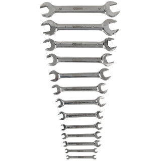 EDELSTAHL Doppel-Maulschlüssel-Satz, 13-tlg, abgewinkelt - KS Tools 964.2250
