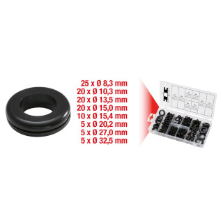Sortiment Gummi-Durchgangstüllen, 110-tlg - KS Tools 970.0050