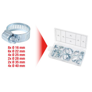 Sortiment Schlauchschellen, Ø 16-40mm, 26-tlg - KS Tools 970.0070