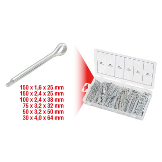 Sortiment Splinte, 1,6x25,4mm-4,0x63,5mm, 555-tlg - KS Tools 970.0080