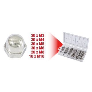 Sortiment Edelstahl-Muttern, metrisch, 150-tlg - KS Tools 970.0460