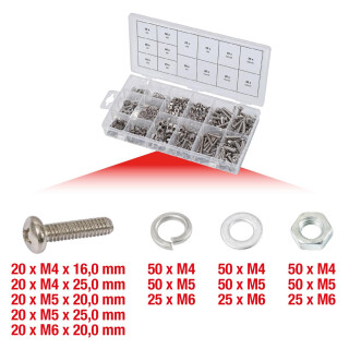 Sortiment Linsenkopf-Maschinenschrauben, metrisch, 475-tlg - KS Tools 970.0510