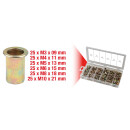 Sortiment Gewindenieten, Stahl, M3x9mm-M10x21mm, 150-tlg...