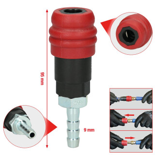 2 Stufen-Druckluft-Sicherheitskupplung mit Schlauchtülle, 9mm - KS Tools 999.9096