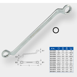 Doppel-Ringschlüssel, gekröpft, 21 x 23 mm - Brilliant Tools BT012908