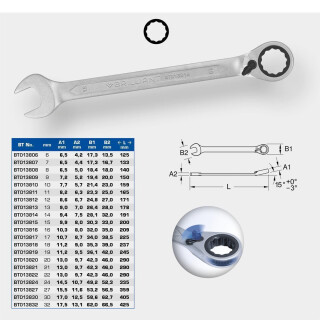 Ratschenringschlüssel, umschaltbar, 21 mm - Brilliant Tools BT013821