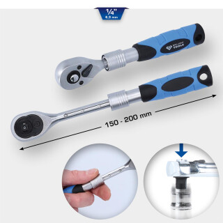 1/4" Teleskop-Umschaltknarre (150 - 200 mm) - Brilliant Tools BT020996