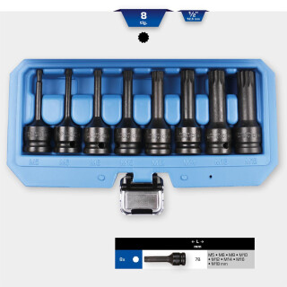 1/2" Kraft-Bit-Stecknuss-Satz, XZN, 8-tlg, M5 - M18 - Brilliant Tools BT022605