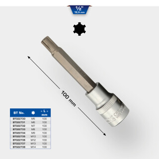 1/2" RIBE-Bit-Stecknuss, 100 mm lang, M12 - Brilliant Tools BT022736