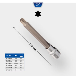 1/2" RIBE-Bit-Stecknuss, 140 mm lang, M8 - Brilliant Tools BT022740