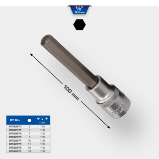 1/2" Innensechskant Bit-Stecknuss, 100 mm lang, 13 mm - Brilliant Tools BT022877