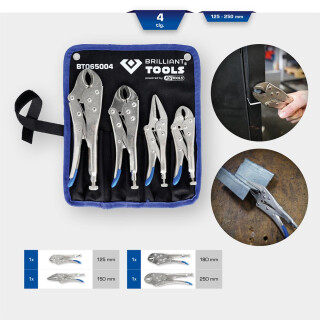 Feststellzangen / Gripzangen-Satz, 4-tlg - Brilliant Tools BT065004