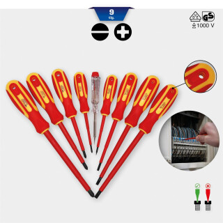 VDE Schraubendreher-Satz, 9-tlg, Schlitz und PH Phillips - Brilliant Tools BT068010