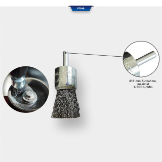 Pinselkopfbürste, Ø 25 mm mit 6 mm Aufnahme - Brilliant Tools BT103104