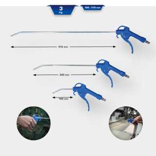 Druckluft-Ausblaspistolen-Satz, 3-tlg - Brilliant Tools BT160500