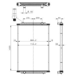 Kühler Alu gelötet passend für MAN NEOPLAN BUS 91-  - NRF 529726