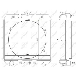 Kühler Alu gelötet passend für KUBOTA V2203M  - NRF 54103