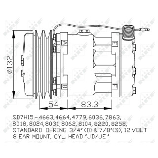 Kompressor passend für UNIVERSAL SD7H15-4664,4779,7863,8024  - NRF 32238