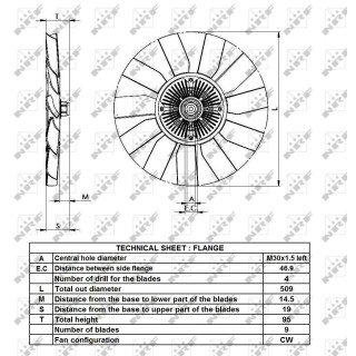 Lüfterkern/Viscokupplung passend für JCB 2CX, 3CX, 4CX - NRF 49427