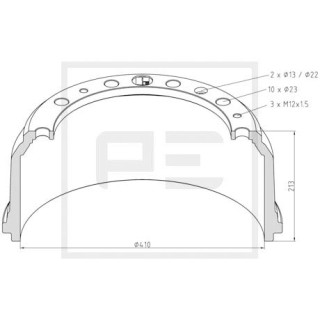 Bremstrommel Bremsengröße 410 x 160 passend für MERCEDES-BENZ