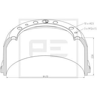 Bremstrommel Bremsengröße 410 x 160 passend für MERCEDES-BENZ