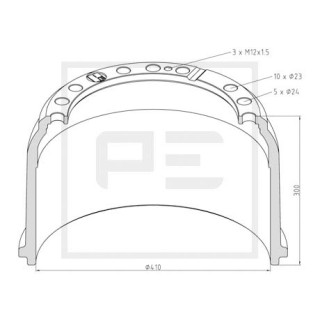 Bremstrommel Bremsengröße 410 x 180 passend für MERCEDES-BENZ